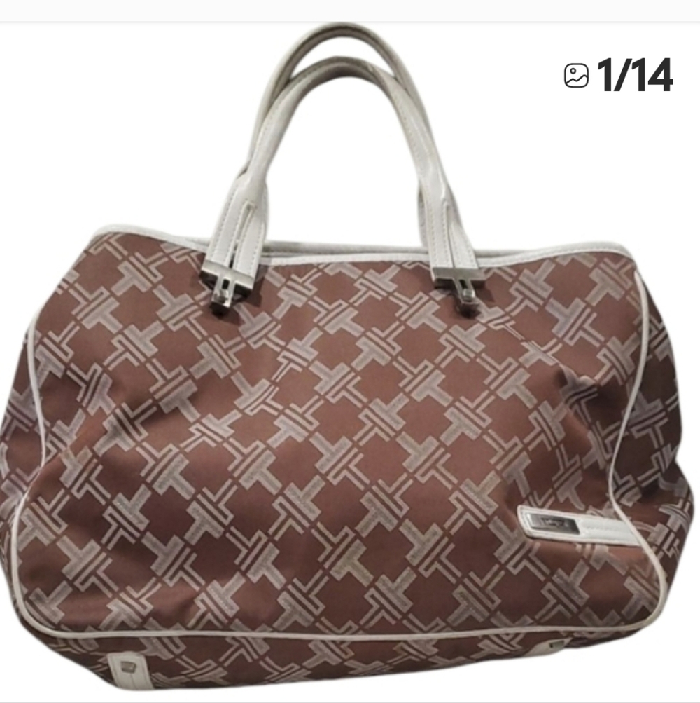 Tumi Voyageur Monogram Nylon Satchel Brown Carryall Bag - Picture 15 of 15